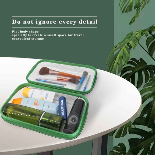 Rujorfamu 2pc Clear Hard Shell Case, Makeup & Skincare Travel Bags, Portable Zipper Organizer for Toiletries & Stationery