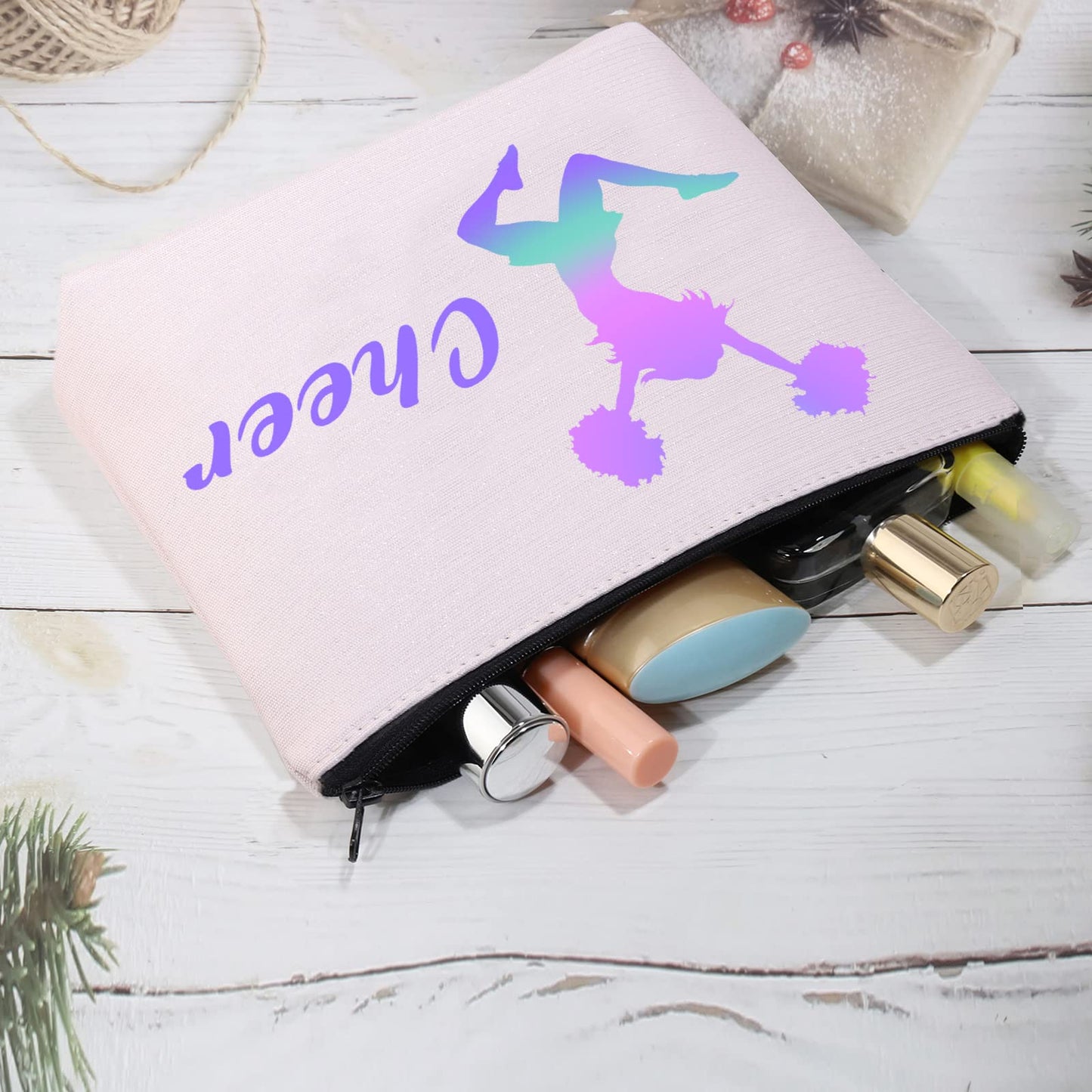 CMNIM Cheer Gifts Cosmetic Bag Cheerleading Gifts Cheerleaders Makeup Bags Cheer Lover Gifts (Love Cheer Makeup Bag)