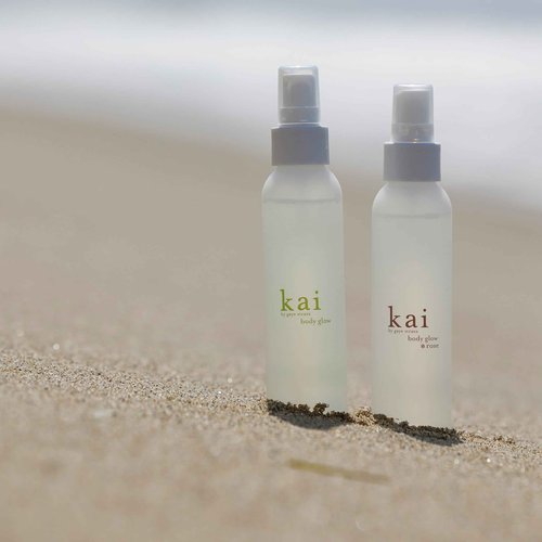 kai body glow, 4 Fl Oz, dry body oil with jojoba, chamomile, cucumber extracts, moisturizes and leaves a radiant glow with a fresh + clean fragrance, vegan, cruelty free, made in the usa
