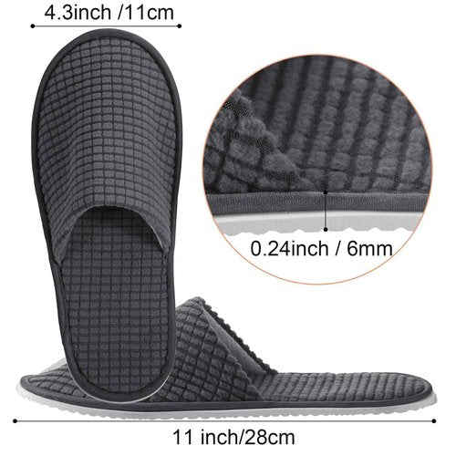 Geyoga 12 Pair House Slipper for Guest Non Slip Disposable Slipper for Travel Washable Reusable Closed Toe Hotel Bridesmaid Indoor Spa Wedding Party Shoeless Home(Deep Color,L)