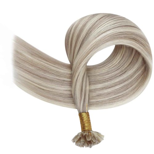 Full Shine U Tip Hair Extensions Human Hair 18 Inch 50 Grams Color 18 Ash Blonde Highlight 613 Bleach Blonde Keratin Tip Hair Extensions Fusion Extensions for Women