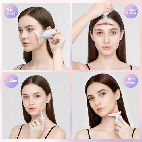Neck and Face Care Device for Home Daily Use, Skin Care Tool, Wrink-le Improve, Firm, Tightening and Smooth White