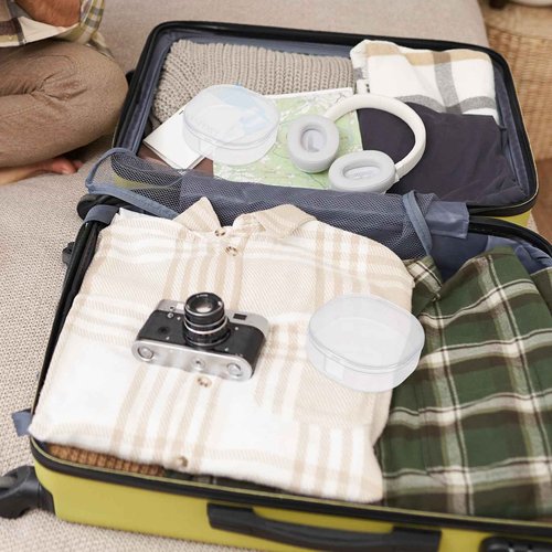 QfwdfcTrenz 4Pcs Plastic Cotton Square Holder Cosmetic Cotton Pads Holder Travel Portable Travel and Sealed for Makeup Remover Cottons Ball, White