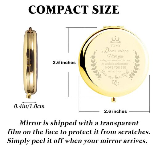 Soulpetals Niece Gifts Compact Mirror for Niece from Aunt to My Niece Makeup Mirror Birthday Gifts for Niece from Auntie Uncle Gifts for Niece Birthday Christmas