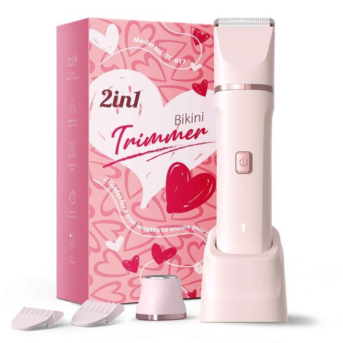 Risina Bikini Trimmer for Women - Painless Electric Razors for Silk Skin,Cordless Body Shaver for Trip,Replaceable Lady Facial Razor, IPX7 Waterproof&Easy Cleaning, Stocking Stuffers Christmas Gifts