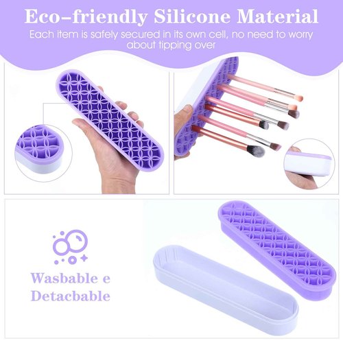 Pafeooui 4 Pcs Silicone Makeup Brush Holder, Multipurpose Cosmetic Organizer, Pen Holder for Desk, Storage Box, Sewing Tool, Beauty Tool, Scissors, Toothbrush Holders