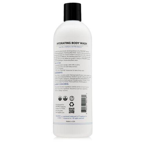 FRAGFRE Sensitive Body Wash 16 oz (2-Pack Gift Set) - Paraben Free Sulfate Free Body Cleanser - Hypoallergenic for Delicate and Flaky Skins - No Added Fragrance - Cucumber for Hydration - Vegan GF/CF