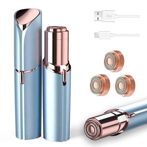 Facial Hair Removal for Women, Face Razors for Women's Electric, Rechargeable Women Mustache Remover with 3 Replacement Heads