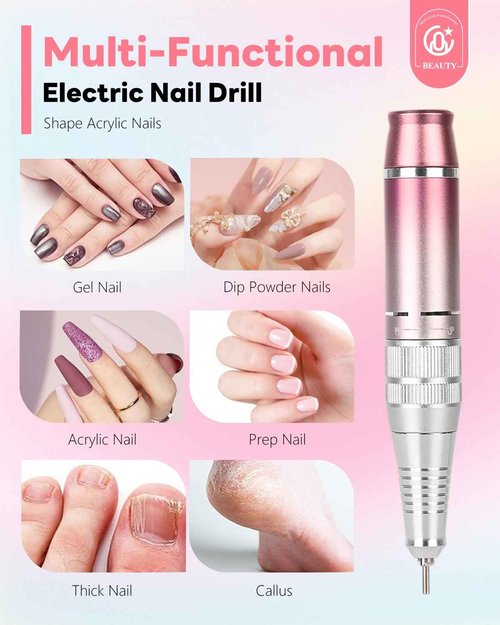 CozyZen Portable Professional Nail Drill, 35,000 RPM Rechargeable Electric Nail File, Cordless E-File Machine with Extended Battery Life, Lightweight Design for Manicure & Pedicure (Gradient Pink)