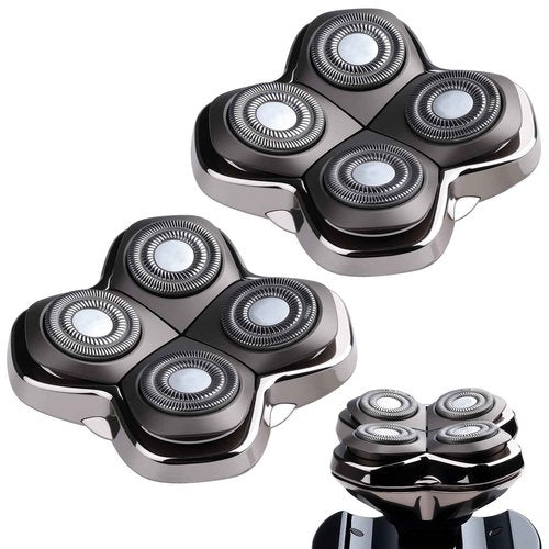 2Pack Pro 4 Shaver Replacement Heads Compatible with Skull Pitbulls Gold PRO, Silver PRO, Platinum PRO Head Shavers, Electric Shaver Half Head for Men/Women (2 PACK FOUTE)