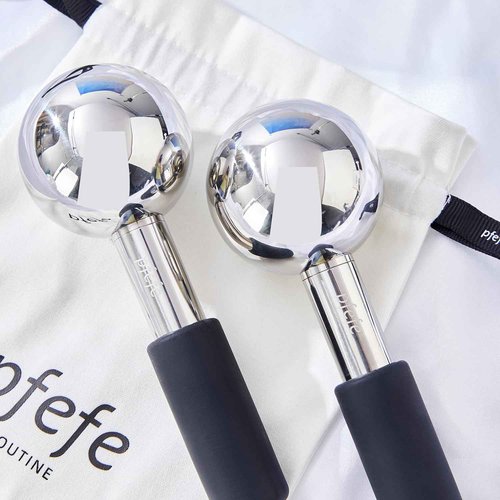 Pfefe 360 Rotating Ice Globes for Face & Eyes, Unbreakable Stainless Steel Cryo Sticks for Beauty Routines, Facials Cold Roller Colling Globes for Puffiness, Wrinkles, Dark Circles, Headaches