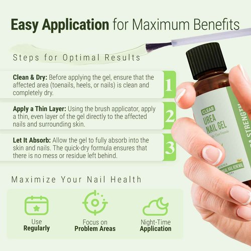 CLEAR Urea Nail Gel with Tea Tree Oil Made in USA – Night Time Formula -Softens, Hydrates & Repairs Nails –Urea Gel with Fast & Visible Results, Trusted by Health Professionals