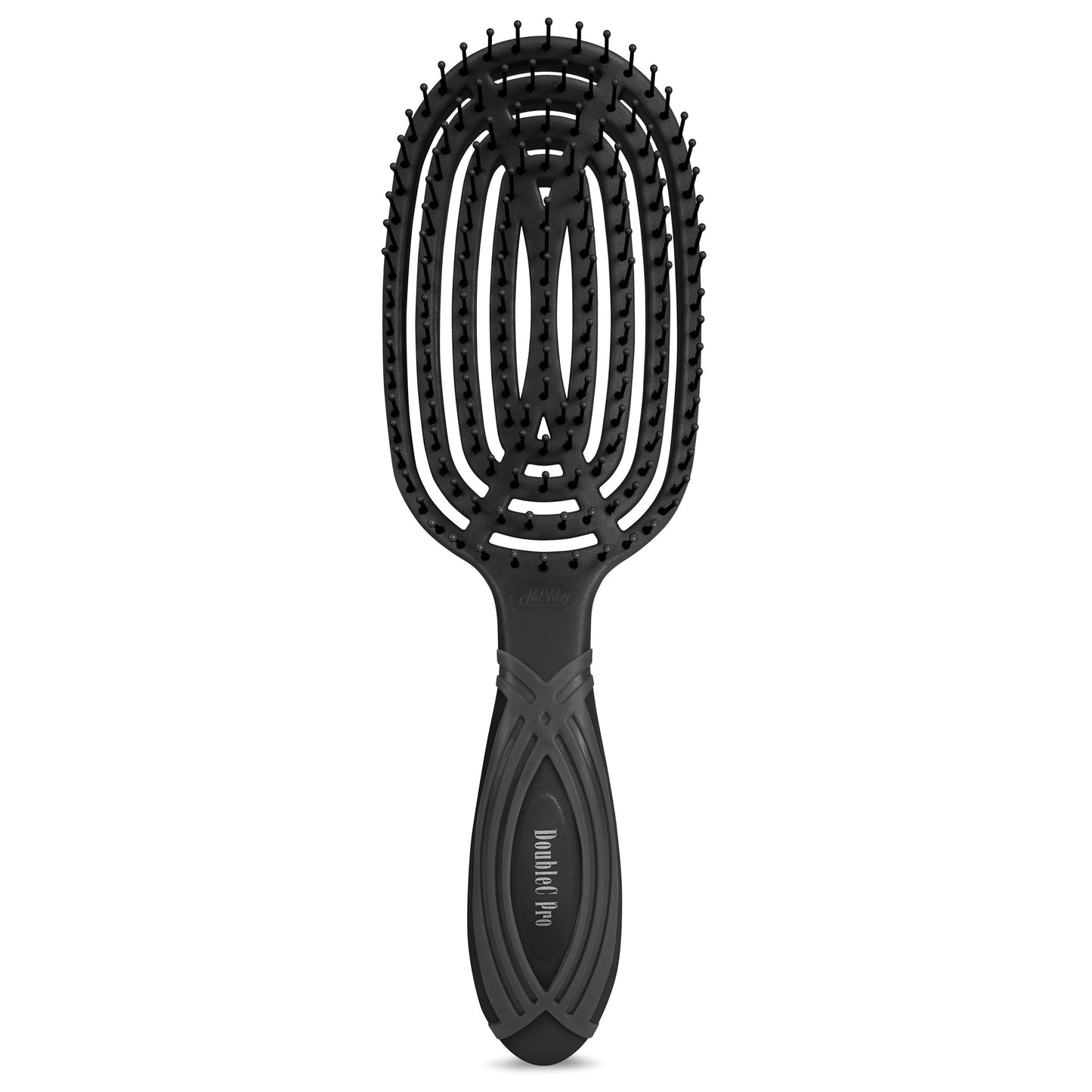 NuWay 4HAIR® DoubleC PRO® U.S. Patented Double Curved Detangling Brush is Hair Dryer Safe (Iron Black)