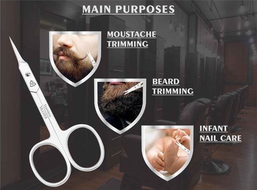 Cuticle Scissors Curved Blade - Extra Fine Pointed Tip Professional Manicure Grooming Scissors for Cuticles, Beard, Nose Hair, Eyelash, Mustache - Eyebrow Scissors