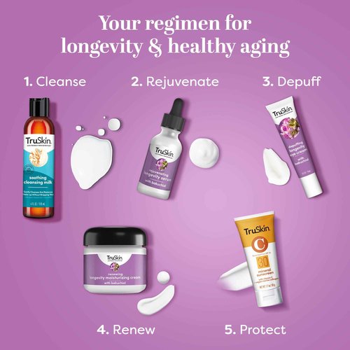 TruSkin Longevity Moisturizing Cream – Revolutionary Face Moisturizer with Bakuchiol & Snow Algae – Healthy Aging Gentle Retinol Alternative, Firmer-Looking Skin, 2 fl oz