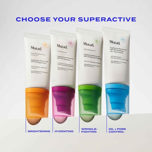 Murad Superactive Mattifying Oil and Pore Control Moisturizer SPF 50 - Shine Free Hydrating Facial Sunscreen Supercharged with Salicylic Acid To Smooth Texture and Minimize Look of Pores - 1.7Fl Oz