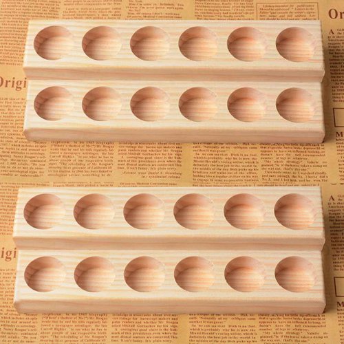 LONG TAO 2 Pcs Wooden Essential Oil Display Stand 2 layer Tabletop Essential Oils Perfume Storage Racks Oil Bottles Holder Essential Oil Organizer Nail Polish Shelf for Organizing Displaying