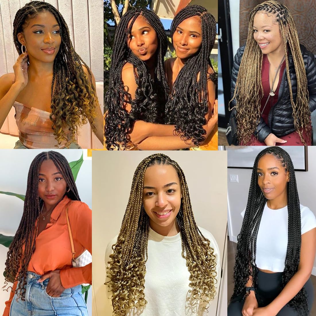 8 Packs 30 Inch Crochet Box Braids Hair with Curly Ends Pre looped Goddess Box Braids Crochet Hair Box Braids Braiding Hair Crochet Braids Hair for Women(30 inch,1B/Sapphire Blue/Light Blue)