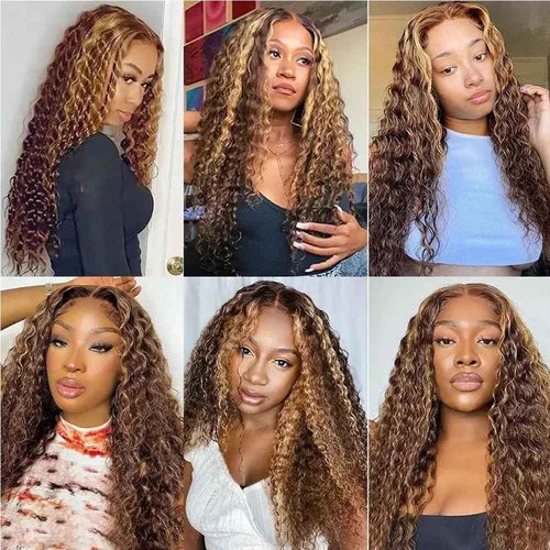 P427 Highlight Blonde Bundles Human Hair Brown Kinky Curly 3 Bundles 14 16 18 Inch Unprocessed Brazilian Virgin Remy Honey Blonde Bundle Kinky Curly Human Hair Extensions