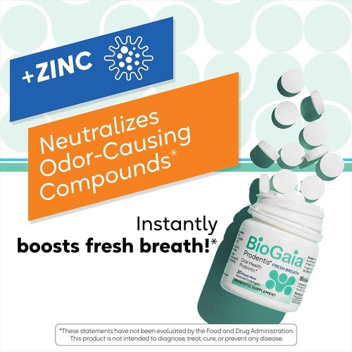 BioGaia Prodentis Fresh Breath | Oral Probiotics + Zinc | Fights Bad Breath & Halitosis | Boosts Fresh Breath | Promotes Healthy Gums & Teeth | Fresh Mint Flavored Dental Probiotic Lozenge