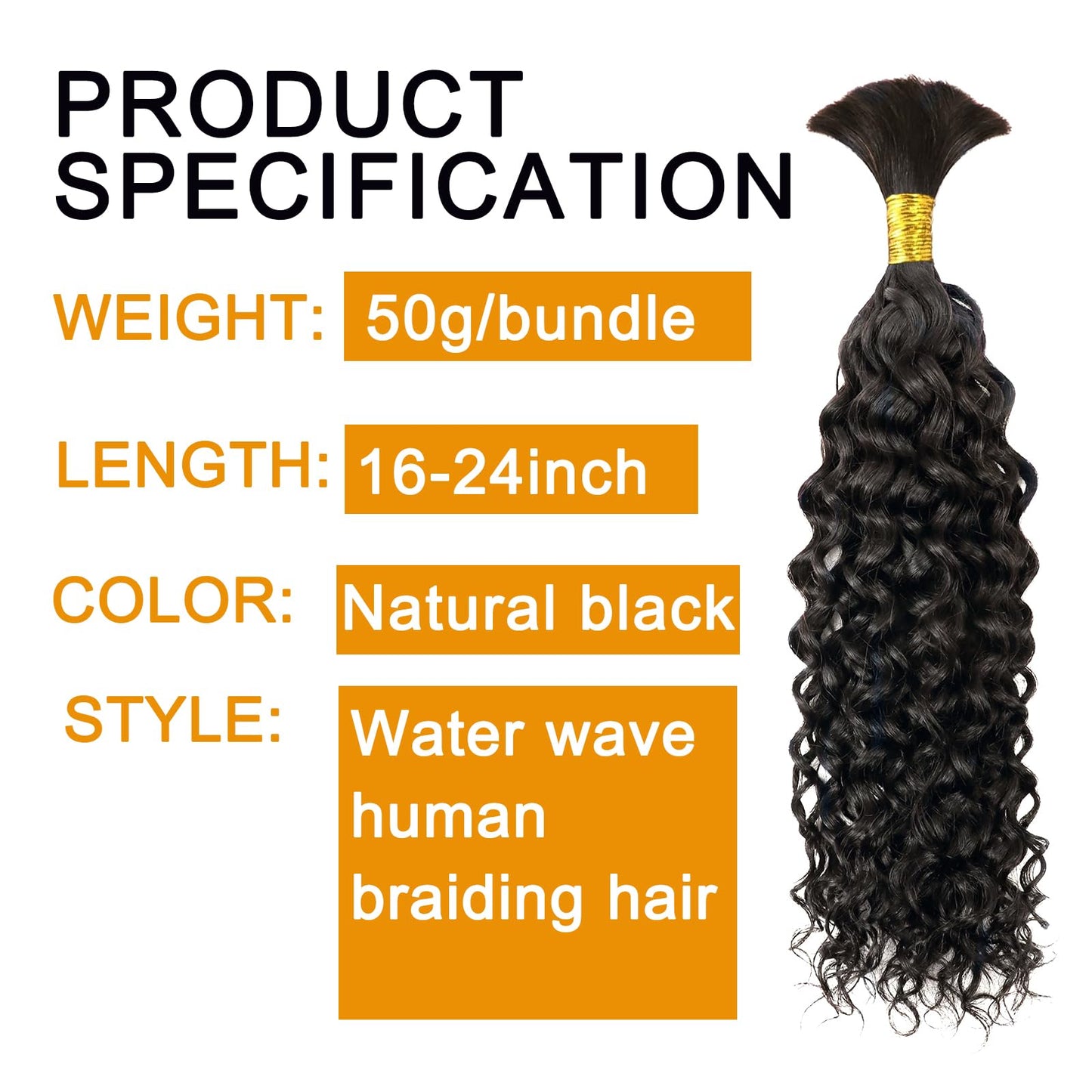 STAROCO Braiding Hair 24 Inch Water Wave Human Braiding Hair 50g(1Bundle/Pack) No Weft Brazilian Virgin Deep Wave Human Hair Extensions for Boho Braids Human Hair Braiding Hair