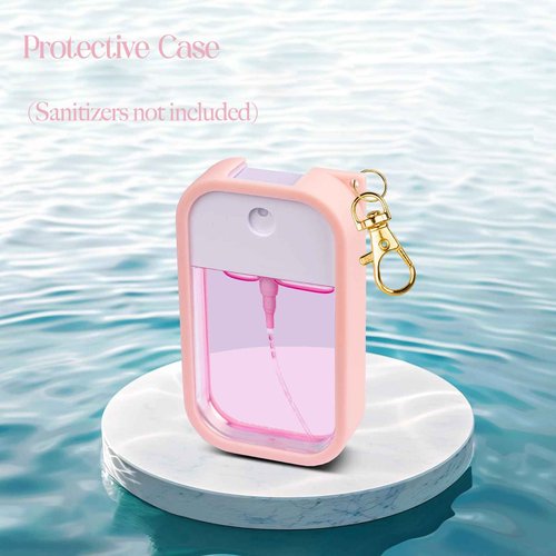 TERPINK Silicone Case Compatible with Touchland Hand Sanitizer Spray, Protective Case with Keychain for Power Mist and Glow Mist 1 fl oz, Hand Sanitizer Spray Accessory (Pink, 1 Pack)