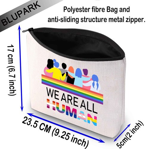 BLUPARK LGBTQ Gift Gay Pride Makeup Bag We Are All Human Equality Cosmetic Bag Human Rights Gift (We Are All Human)