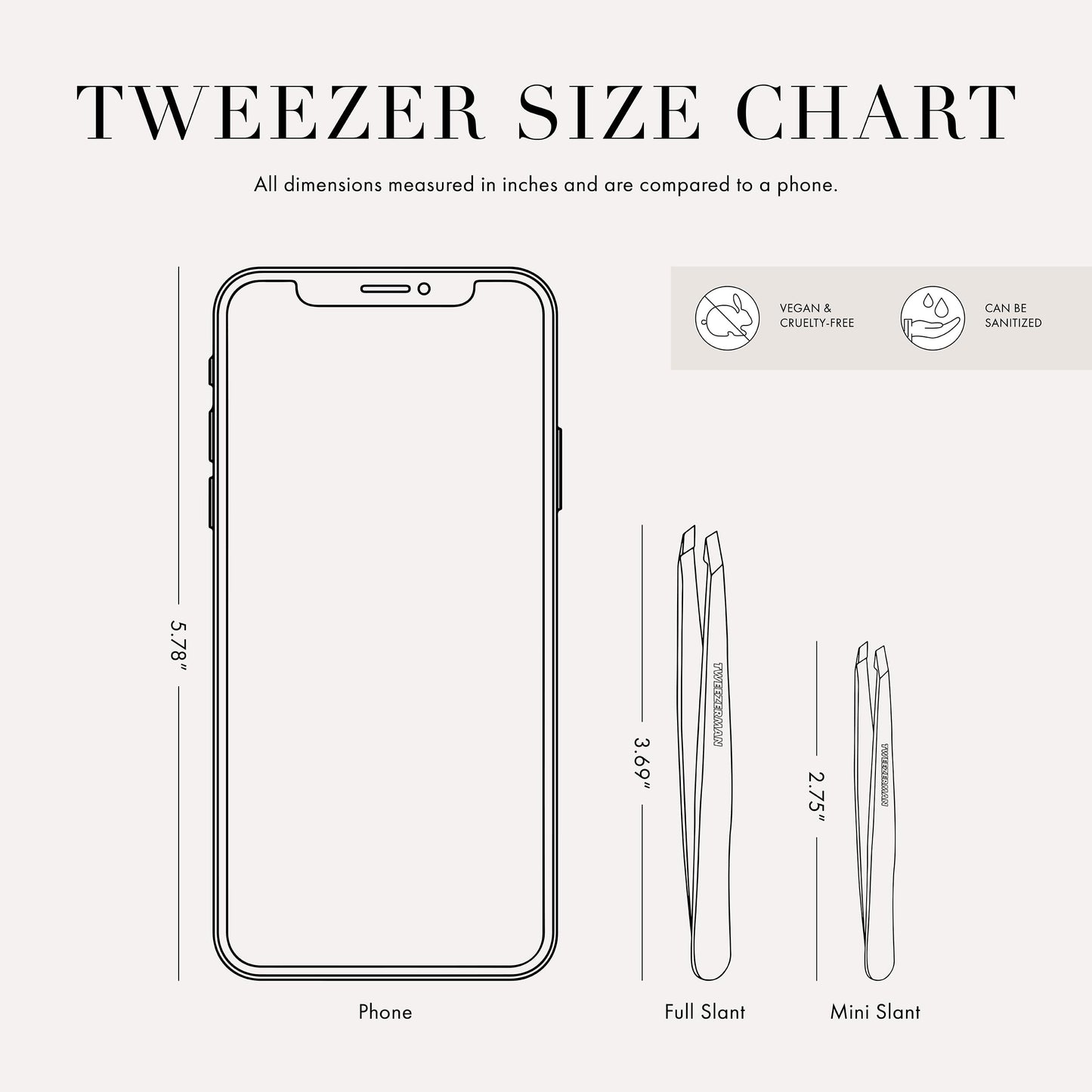 Tweezerman Mini Slant Tweezer - Tweezers for Eyebrows, Travel Tweezers for Eyebrows, Facial Hair, Ingrown Hair (Granite Sky)