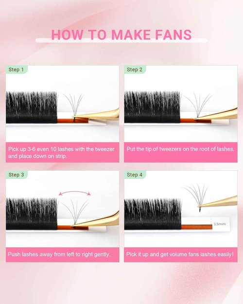 NAGARAKU Easy Fan Eyelash Extensions Volume Lashes 5 Trays in 1 Pack Easy Fanning Pestañas Lash Extension Rapid Blooming Soft Clusters for Beginners Beauty Salon (0.05 D Curl 8-15mm Mix)