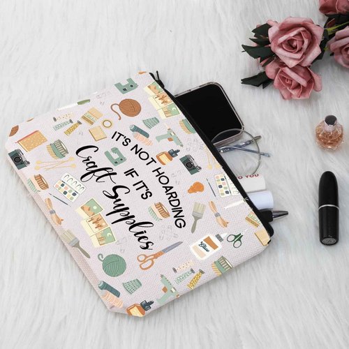 G2TUP Crafter Gift It's Not Hoarding If It's Craft Supplies Makeup Bag Crafting Lover Cosmetic Bag Sewing Lover Gift (Craft Supplies MB)