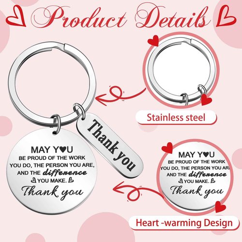 Talltalk 24 Pcs Thank You Gifts for Women Inspirational Employee Staff Appreciation Gifts Cosmetic Bags with Keychains Set Thank You Keyrings Sets for Coworkers Women Nurse Teacher