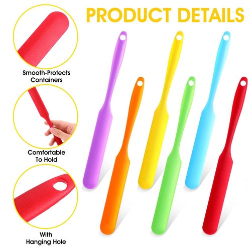 24pcs Jar Spatula,Silicone Jar Scraper with Long Handle,Jam Spreader Cake Cream Butter Spatulas, Silicone Spatula Waxing Applicator for Home Salon Body Use