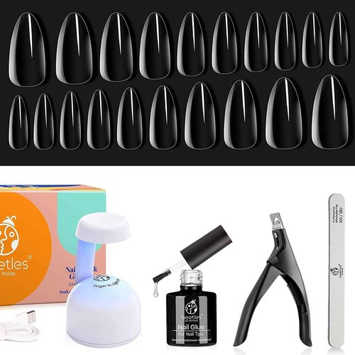 beetles Gel Polish Nail Set 6 Colors Sandstorm Collection Nude Pink Peach Brown Natural Manicure Kit & Beetles Gel Nail Kit Easy Nail Extension Set 5 In 1 Nail Glue Gel Base Coat with Nail Tips