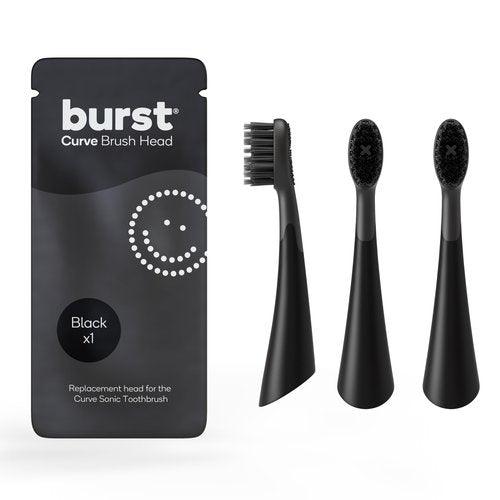 BURST Replacement Heads for Curve Sonic Electric Toothbrush (3 Pack/Black)