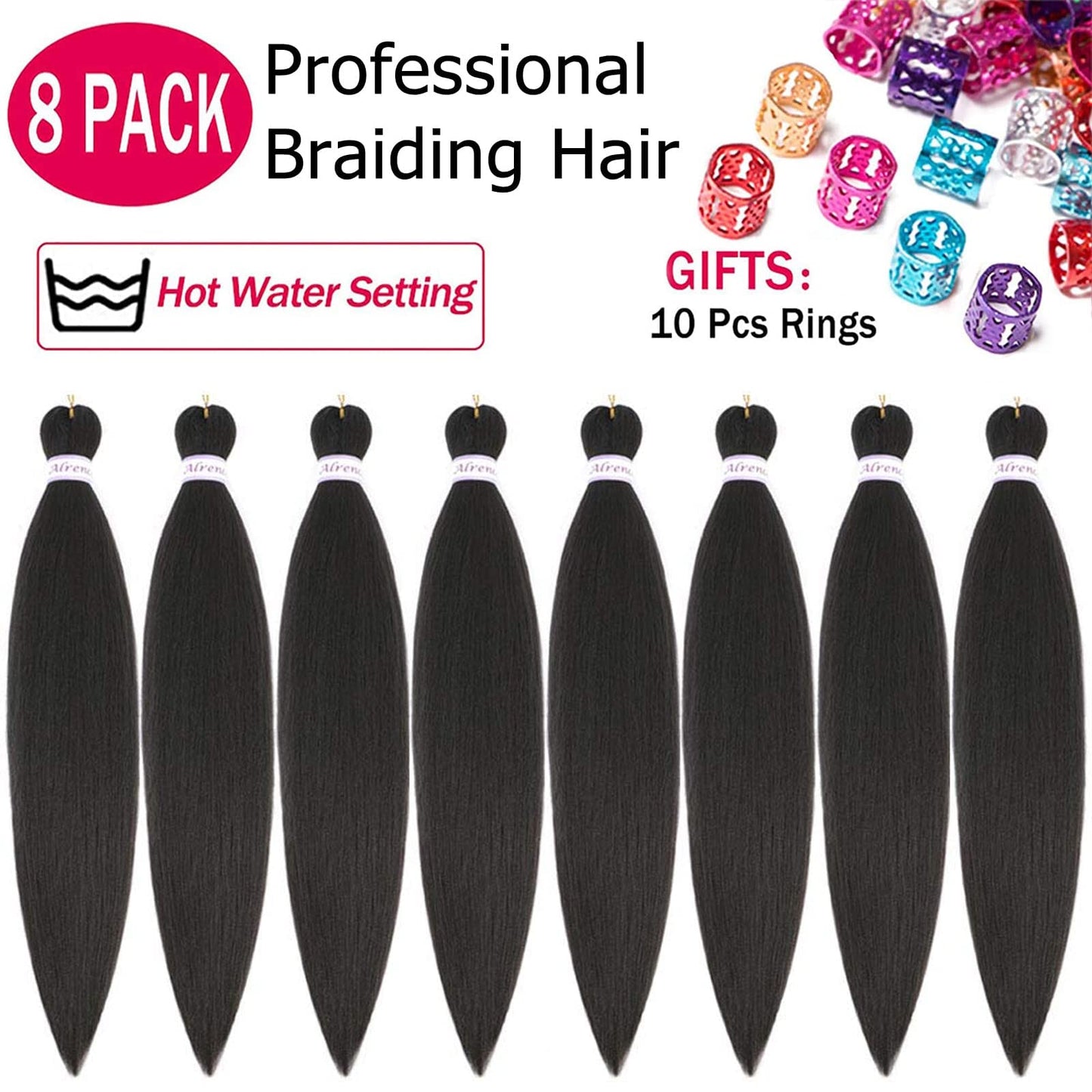 Alrence Pre Stretched Braiding Hair Long Braid 30 Inch 8 Packs Professional Braiding Hair Extensions Synthetic Crochet Twist Braids (30 Inch,4#)