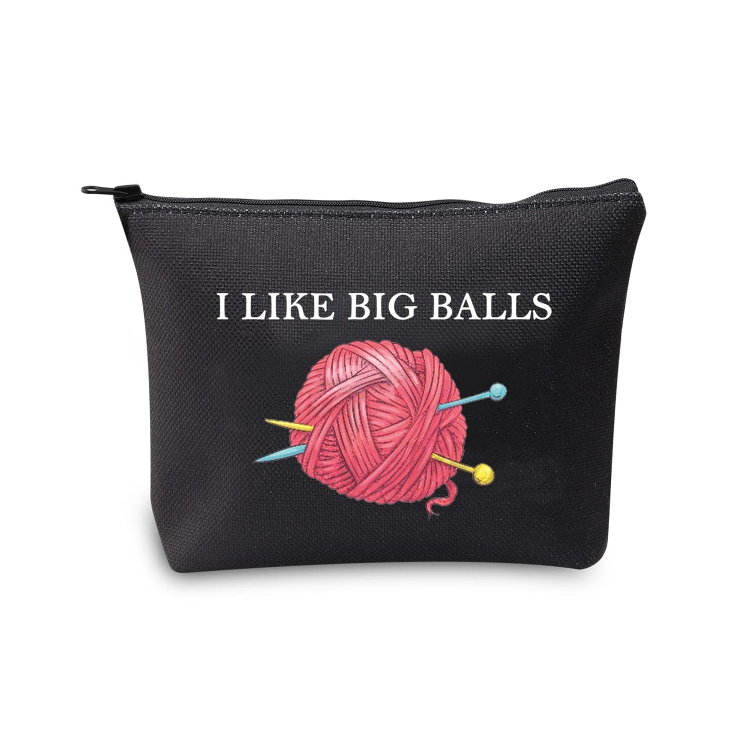 JXGZSO Crochet supplies Bag Knitting Project Bag I Like Big Balls Make Up Bag Funny Knitting Gift For Knitter (i like big balls black)