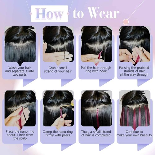 Benehair Nano Tip Human Hair Extensions Straight Cold Fushion Stick Light Brown #6 Nano Beads Hair Extensions Real Human Hair 50 Strands 50g Natural Long for Women Highlight Remy Hair 18Inch