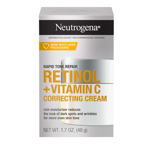 Neutrogena Retinol + Vitamin C Correcting Cream, Rapid Tone Repair Face & Neck Cream with Hyaluronic Acid for Dark Spots, Fine Lines & Wrinkles, 1.7 oz