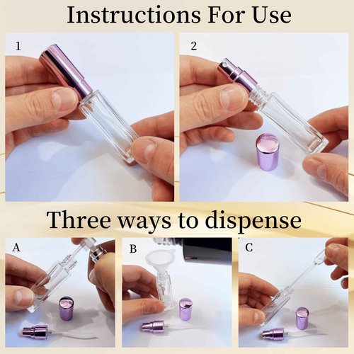 SWJLR 6 Pcs 10ML Perfume Travel Refillable, Portable Perfume Atomizer, Cologne Travel Bottle, Travel Size Perfume Bottle Empty