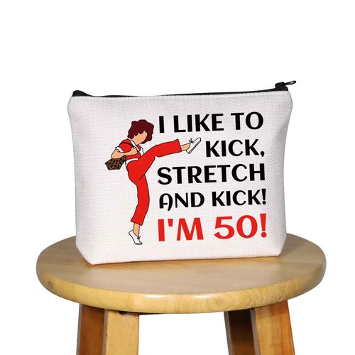G2TUP TV Show Inspired Gift I Like To Kick I'm 50 Makeup Bag Fun Skit Lover Cosmetic Bag TV Show Characters Fans Gift (I Like To Kick I'm 50 MB)