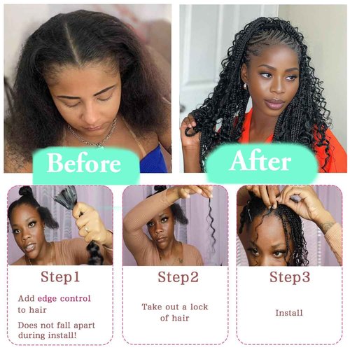 MUXFILLA 18 Inch Human Boho Braiding Hair, Deep Wave Bulk Hair Extension 100g Knotless No Weft 100% Virgin Hair 3 Bundles/Pack, Natural Black