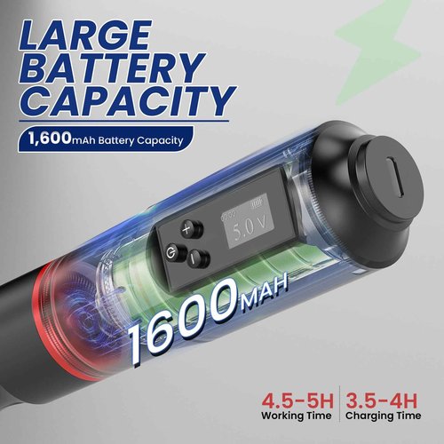 Tattoo Gun Kit, Wormhole Tattoo Kit Wireless Tattoo Machine Kit with 1,600 mAh Capacity Wireless Power Supply Digital LED Display Tattoo Pen Kit WTK279