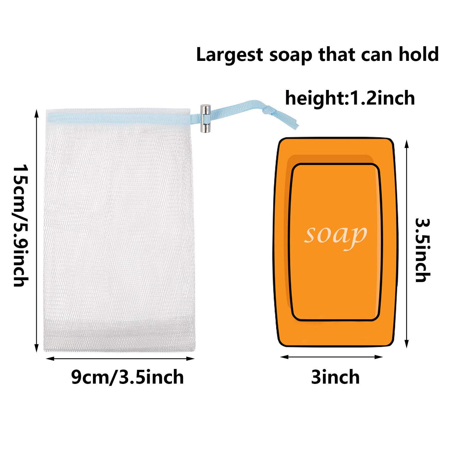 Cobahom 12 Pack Mesh Soap Bag Mesh Foaming Net Soap Sack Bags Soap Saver Pouch Net Bags with Drawstring for Bath & Shower （Blue）6x3.5Inch