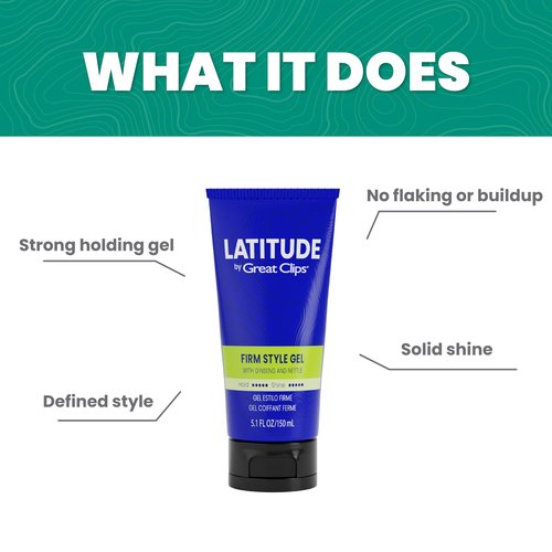 GREAT CLIPS LATITUDE Firm Style Gel | Hair Gel for Men | High Hold + High Shine | 32oz