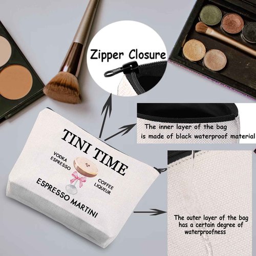 TSOTMO Espresso Martini Makeup Bag Tini Time Gift Cocktail Alcohol Martini Lovers Zipper Pouch (TINI TIME)