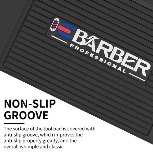 IEBARBER Magnetic Barber Mat for Station Barber Organizer Mat for Clipper Salon Station Tools with 4 Slots for Clippers Salon Barbershop Work Station Pads Anti Slip(4 Slots)