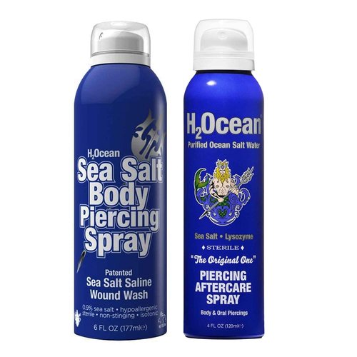 H2Ocean Piercing Aftercare Spray 4oz + Sea Salt Body Piercing Spray 6oz