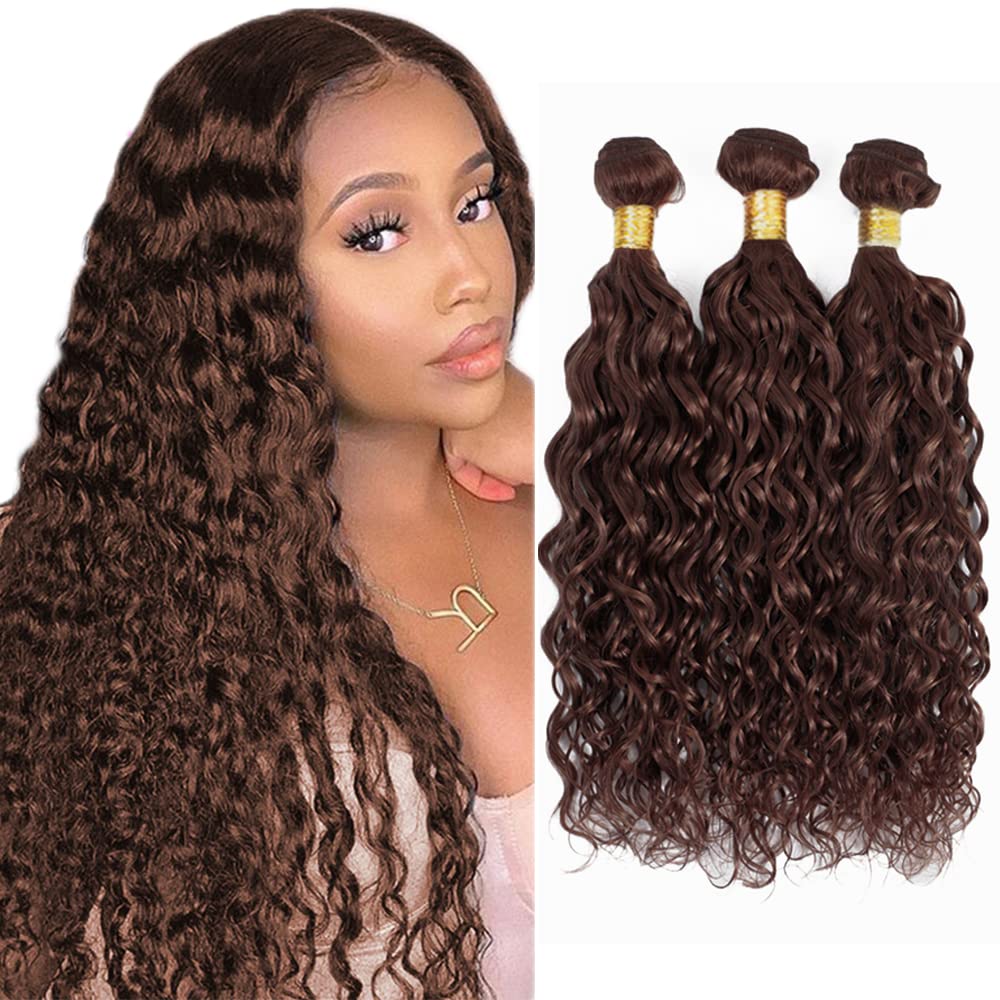 Dark Brown Kinky Curly Bundles Human Hair Color #4 Human Hair Bundles 8A Peruvian Virgin Hair 3 Bundles 20 22 24 Inch Brown Curly Bundles Hair Extensions for Women 300g