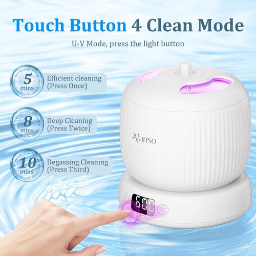 50kHz Ultrasonic Retainer Cleaner Machine for Travel & Home, Portable Denture Cleaner with Removable Base, 4 Modes Timer, Dental Cleaning Pod for Aligners, Braces, Mouth Guard, Jewelry, Toothbrush