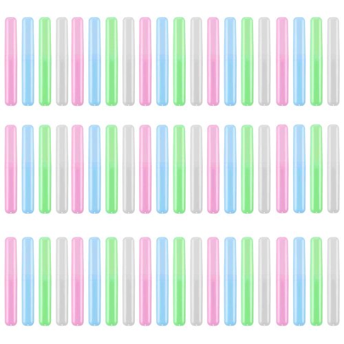 Lnrueg 60PCS Portable Travel Toothbrush Holder Case, Plastic Toothbrush Case, Toothbrush Cases for Indoor, Outdoor, Travel, Camping, School, and Home Use